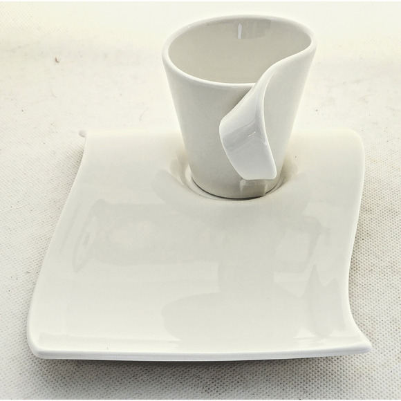 ESPRESSO/DEMITASSE CUP & WAVE SAUCER-VILLEROY & BOCH-Porcelain-White-1/3 Cup - Picture 3 of 8